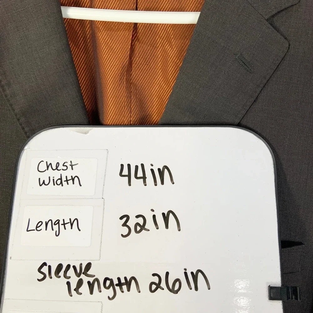 Ben Sherman Brown Wool Blazer 44R 3-Button Notch Lapel Long Sleeve Orange Lining